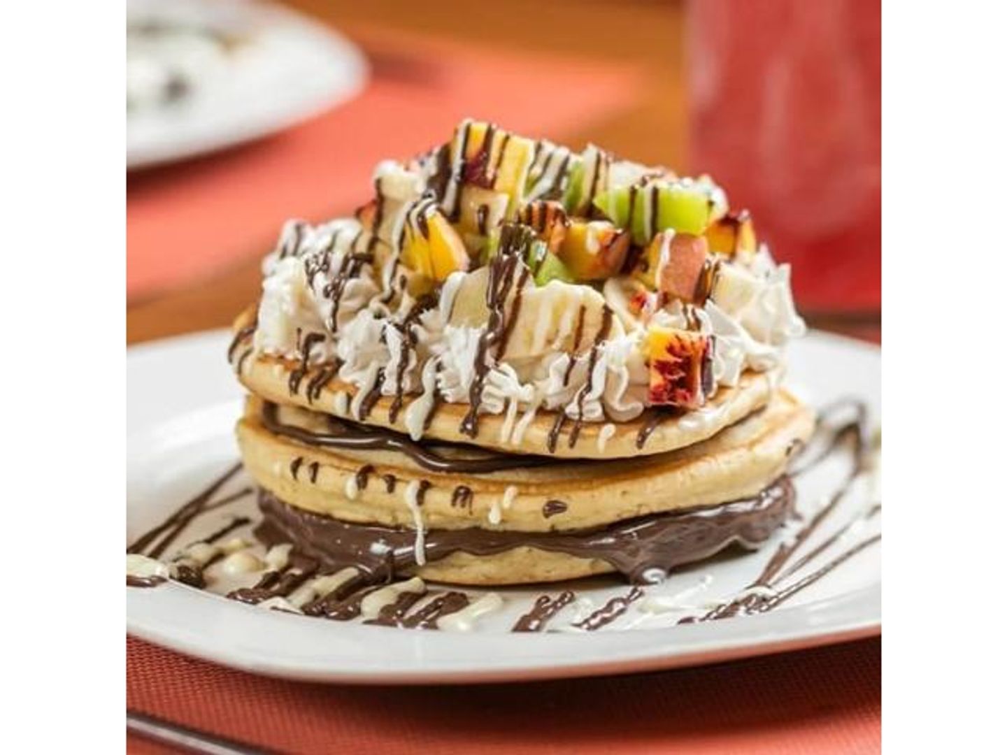 Pancake Sandwich With Fruit And Chocolate Mix