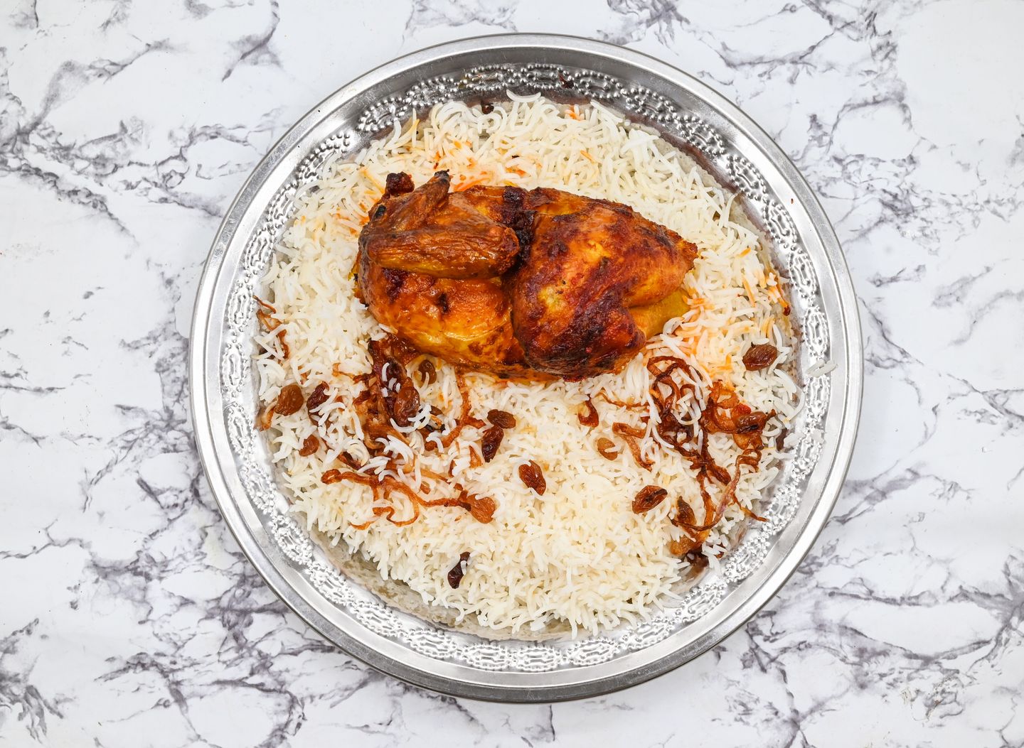 دجاج شواية مع أرز بيشاور