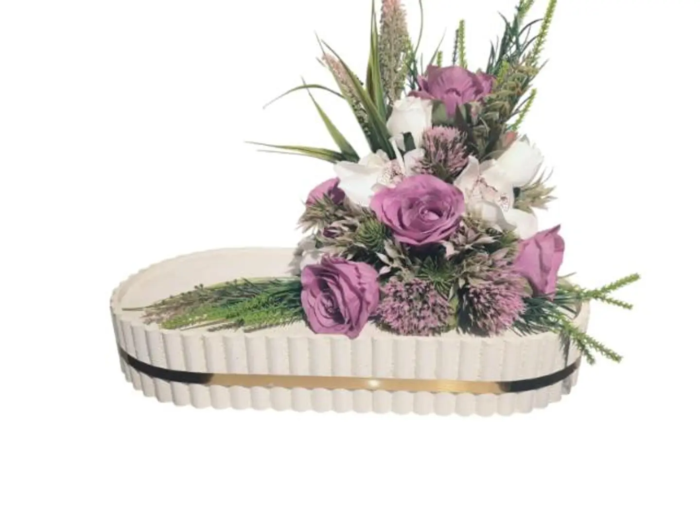 ستاند خشب سكري مع ورد صناعي