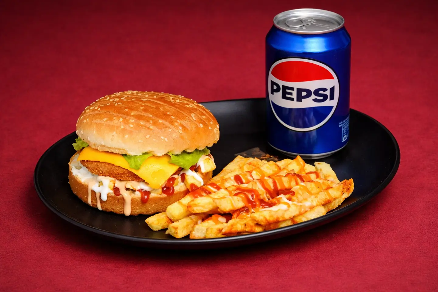 وجبة برجر دجاج مقلي