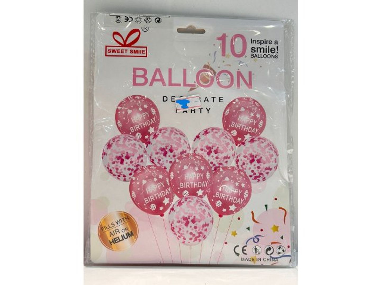 10 Pink Balloons Helium