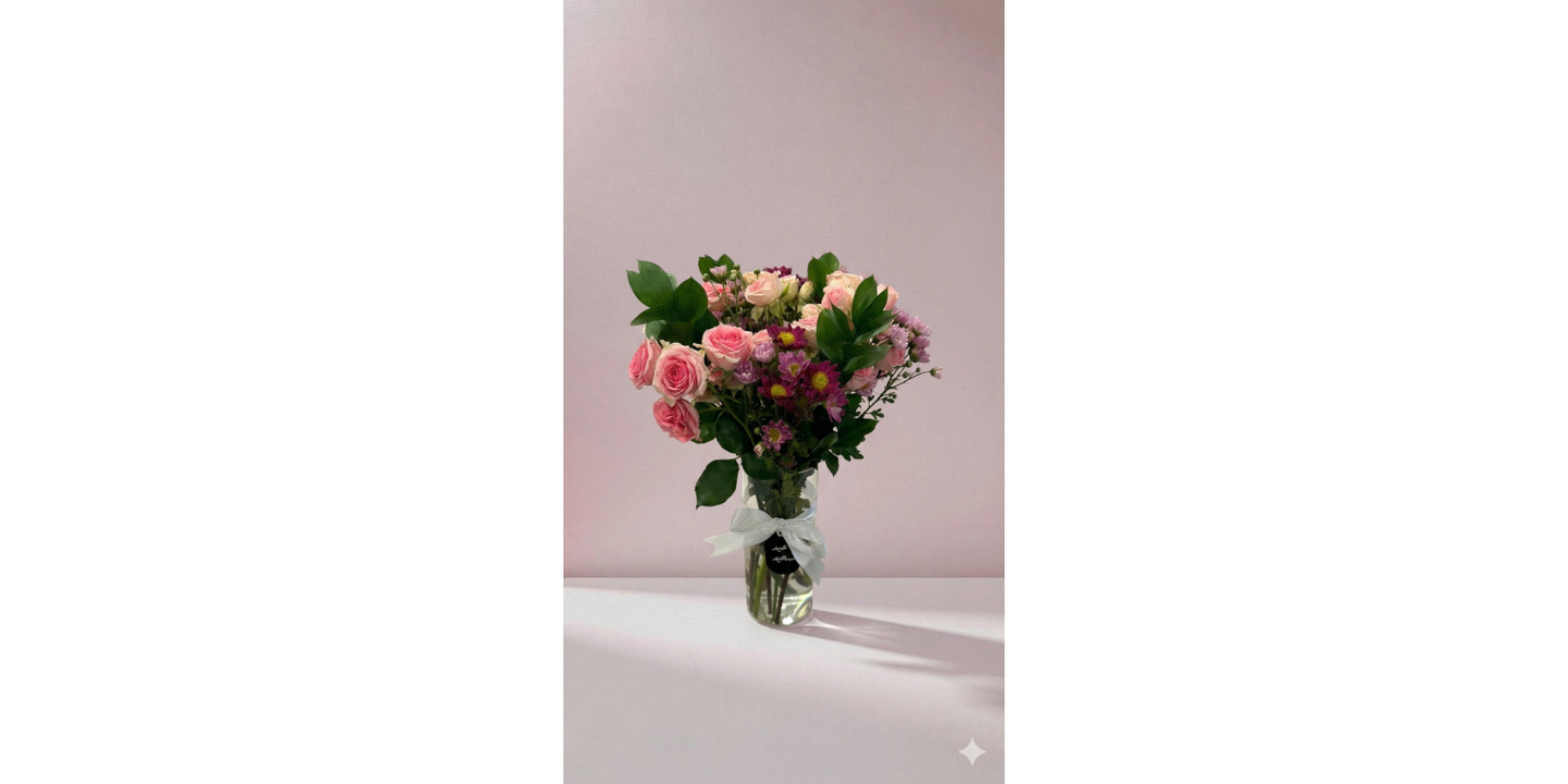 Pink Rose And Chrysanthemum Bouquet In A Vase