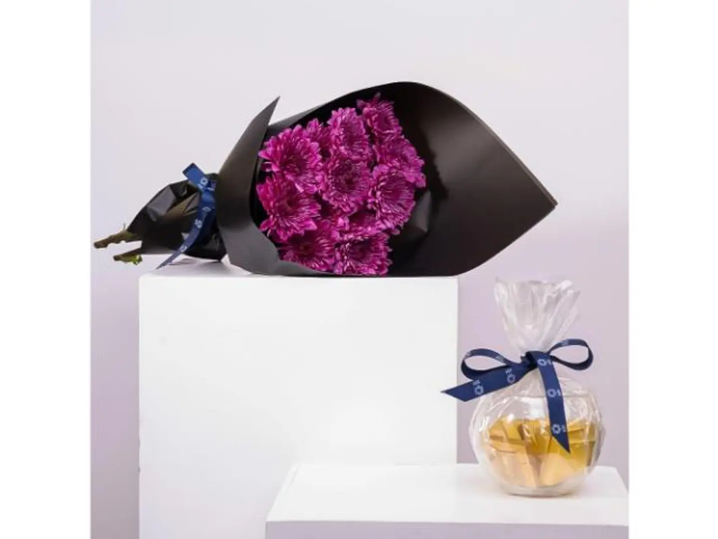 A Purple Cherry Bouquet With Patchi Chocolates