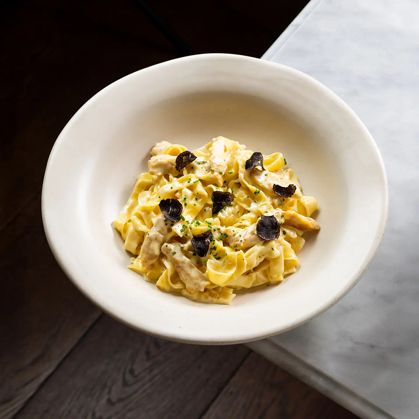 Fresh Black Truffle Chicken Fettuccine Alfredo