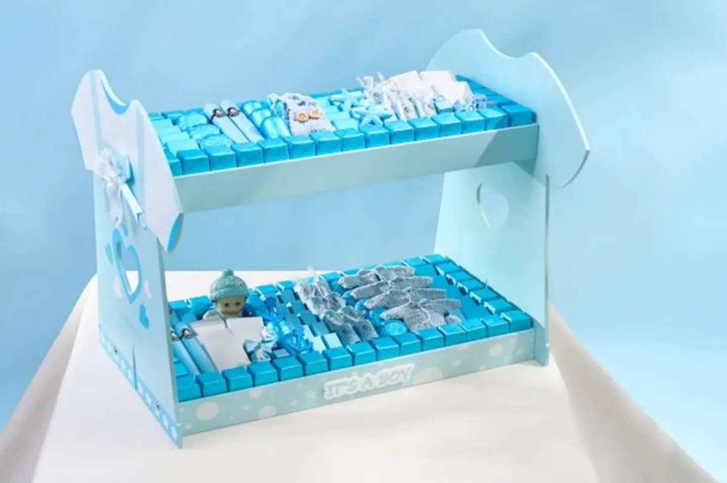 صينية خشب طبقتين أزرق ملابس