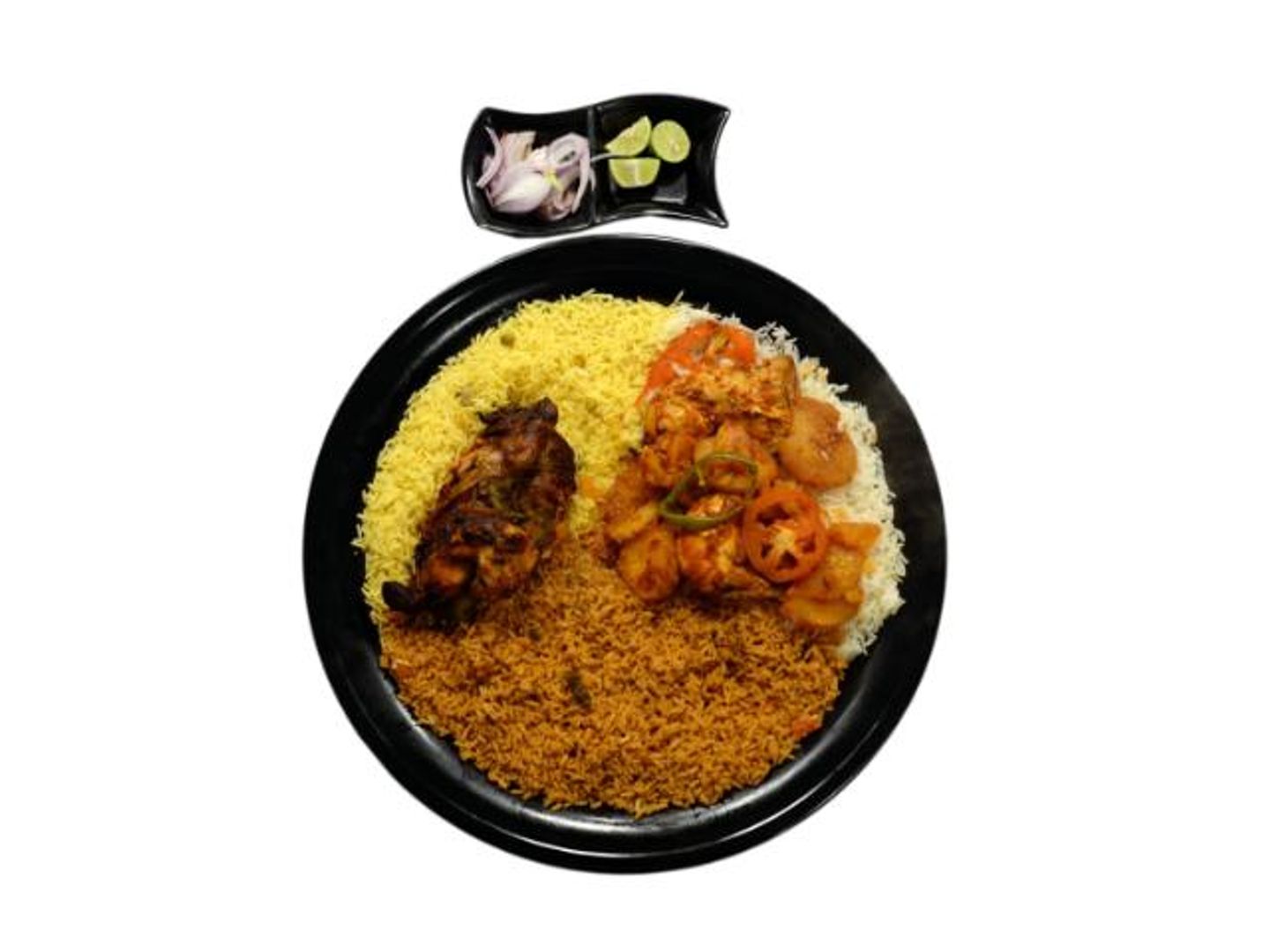نص دجاجة شواية ونص فرن مع أرز