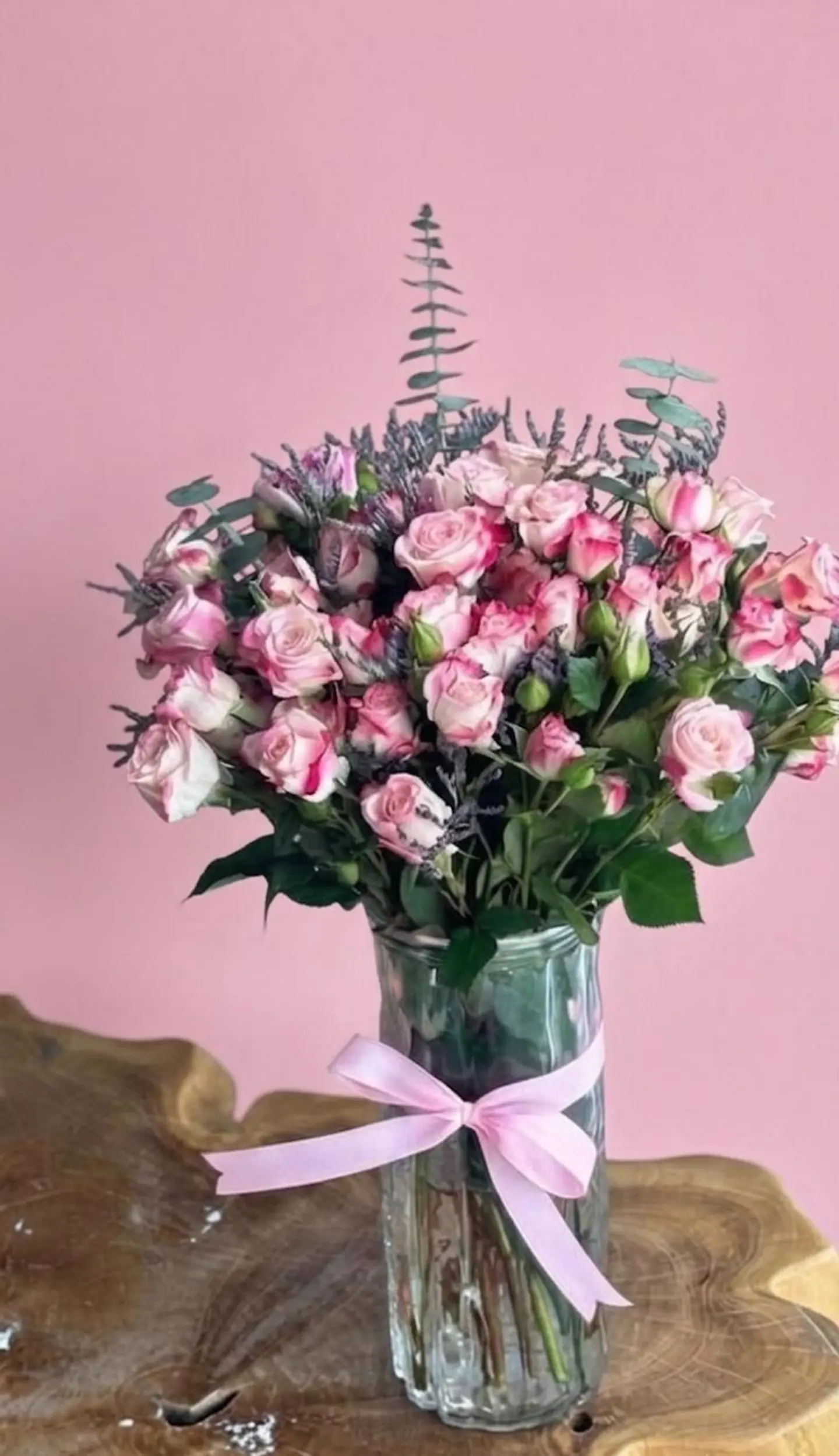 Elegant Pink Baby Rose Vase
