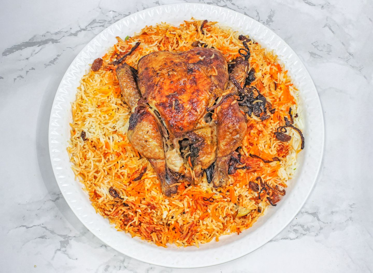 نصف دجاجة مشوية مع أرز
