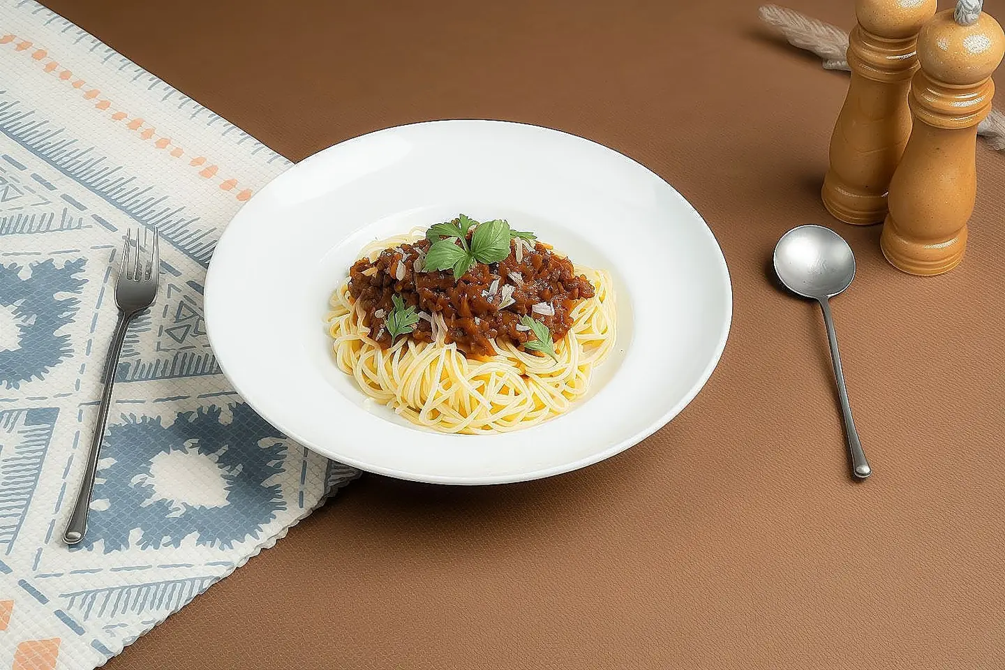 Minced Meat Pasta + Orange Juice