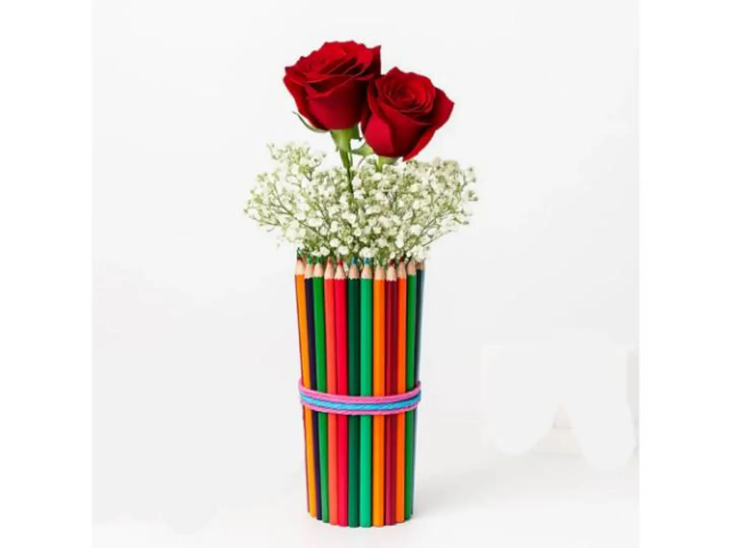 Elegant Red Roses In Colored Pencils