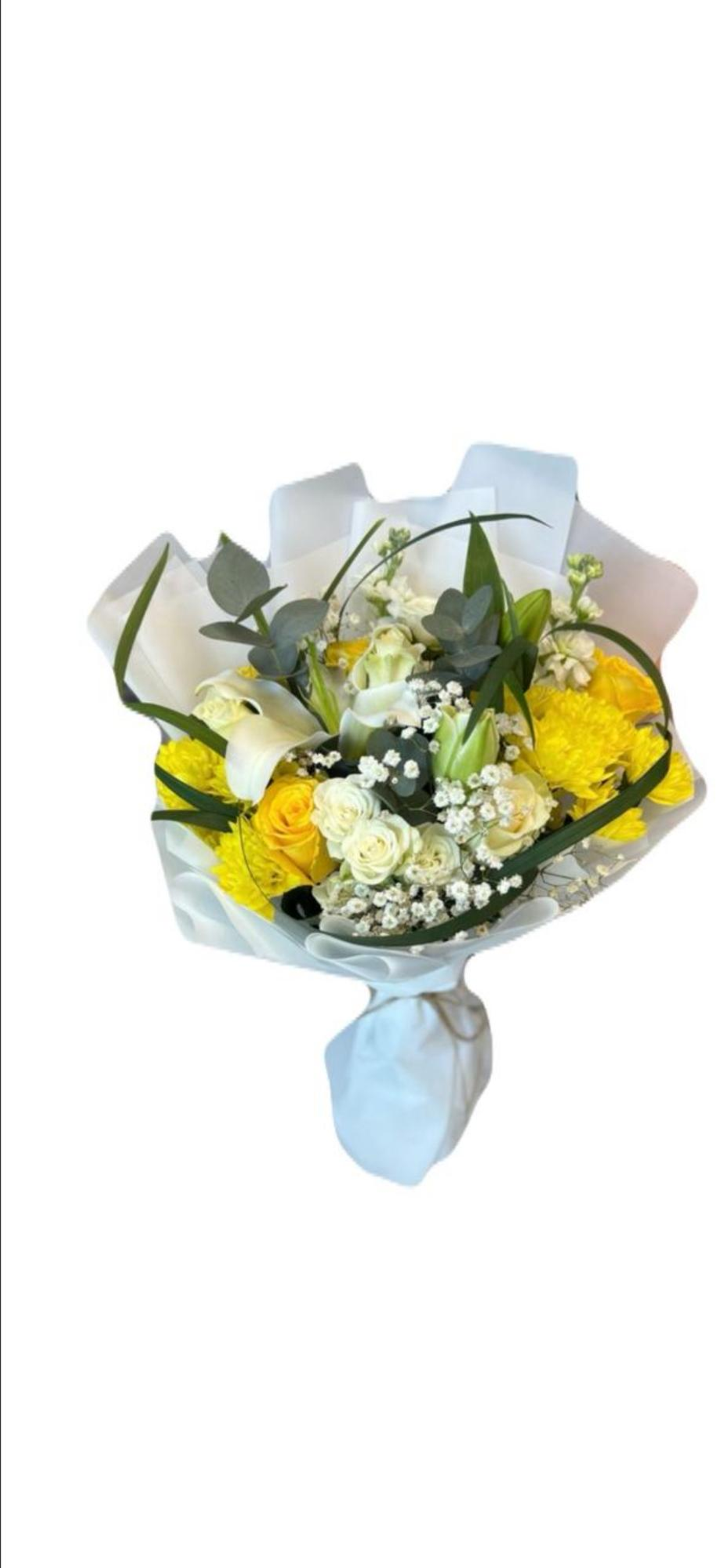 باقة الورد الأصفر والأبيض