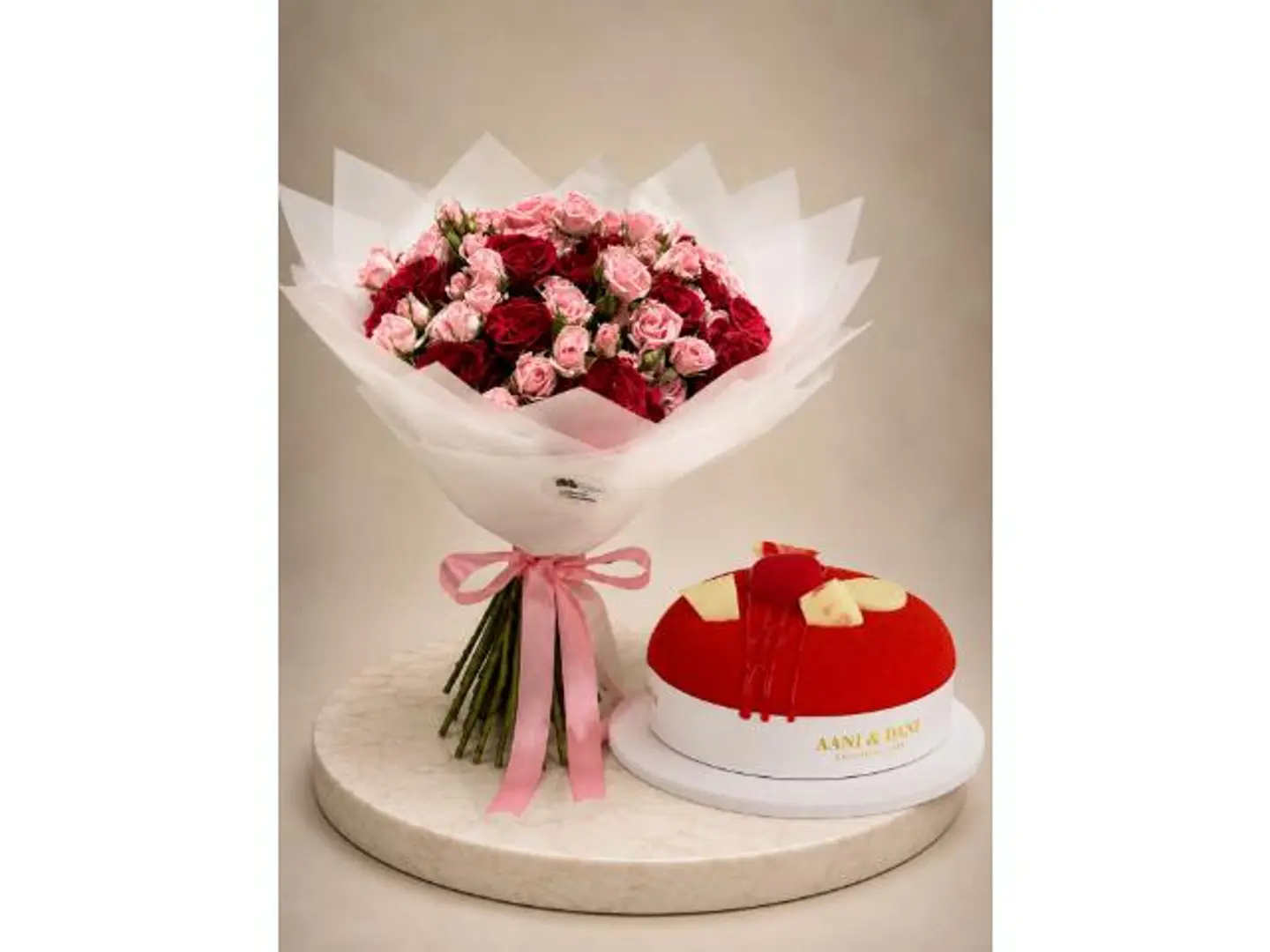 Whispers Of Love Bouquet With Red Velvet Cake