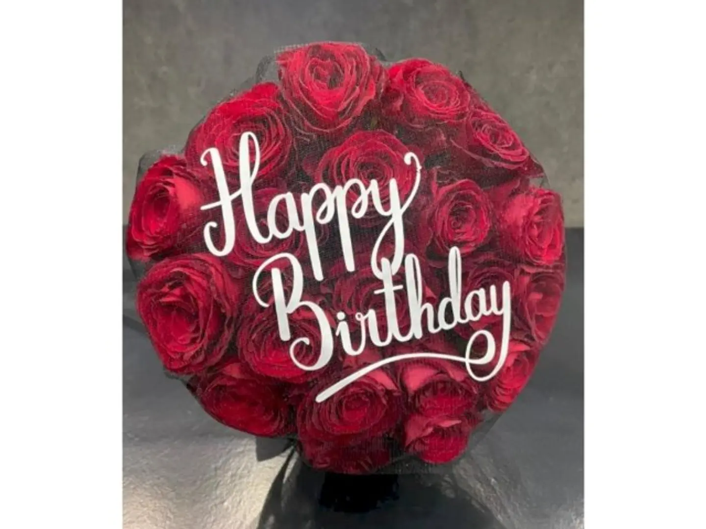 Bouquet With Happy Birthday Phrase