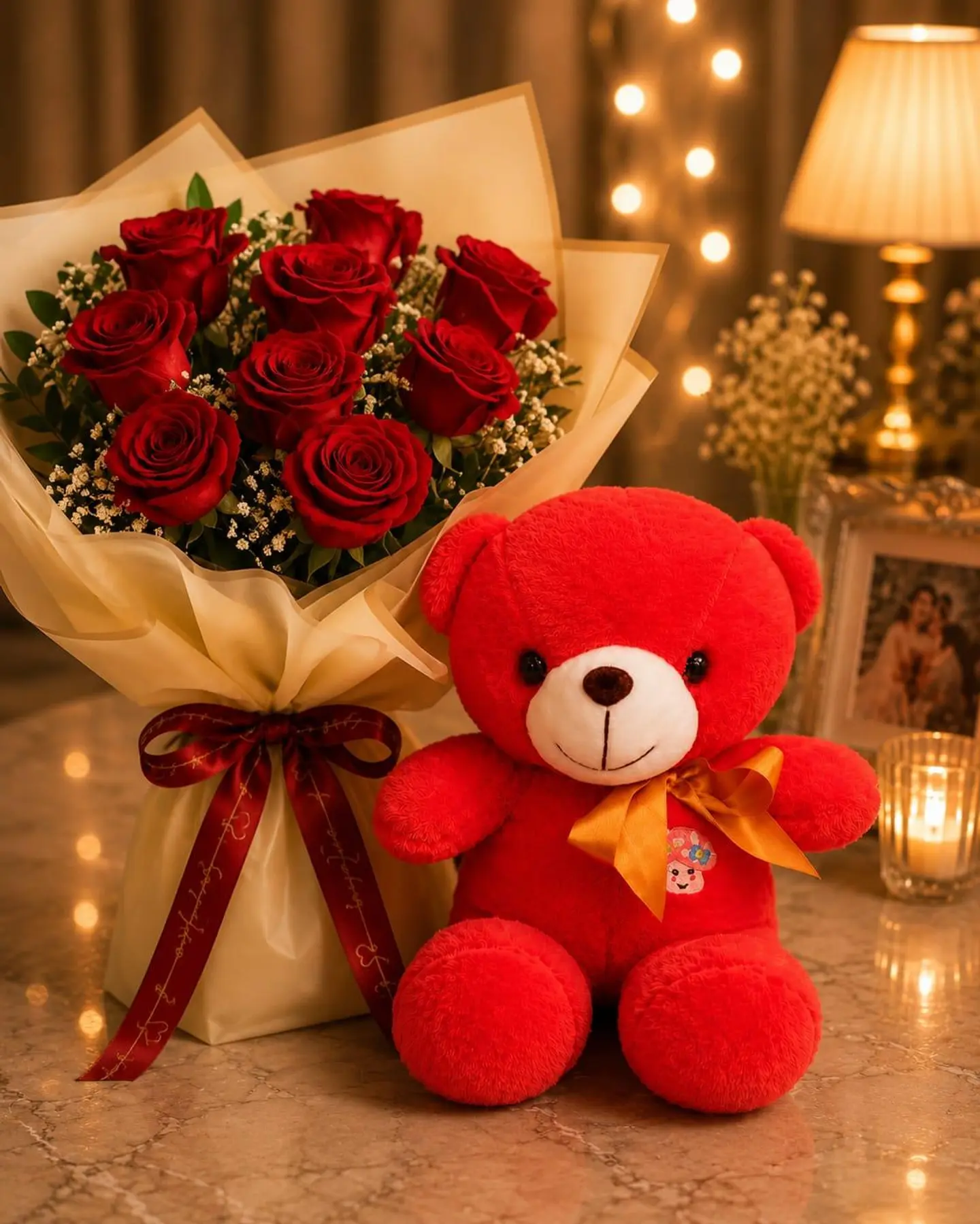 Teddy Bear With Roses 2
