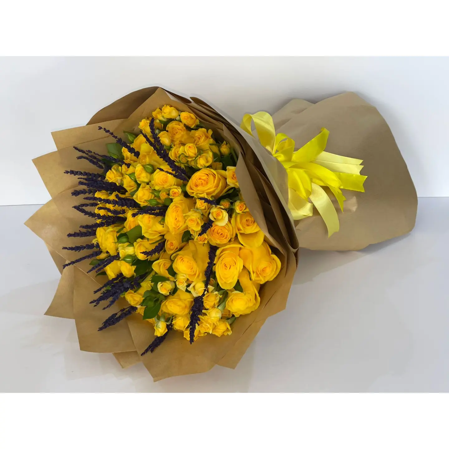 Yellow Rose With Lavender