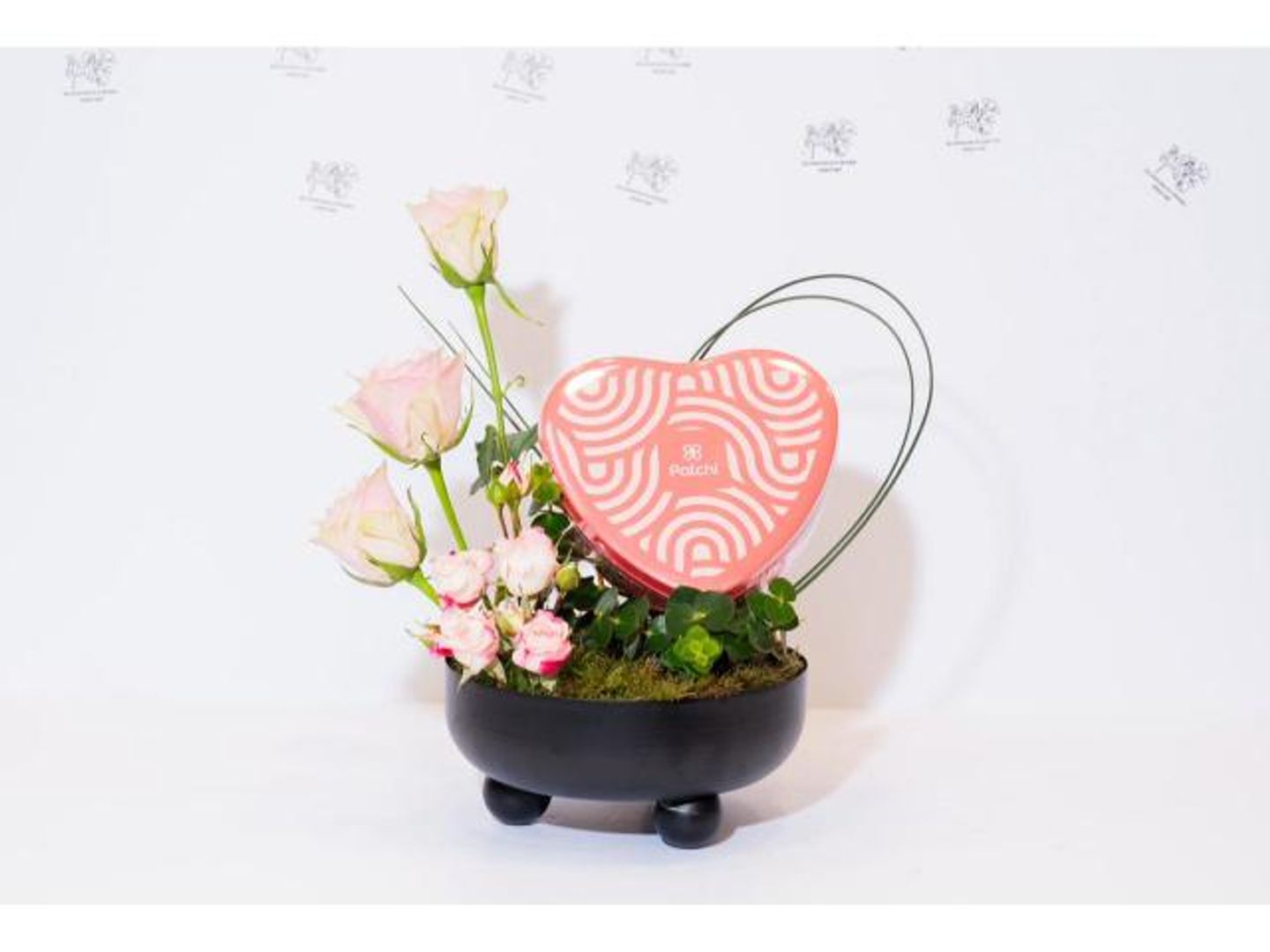 Patchi Chocolate Heart With Pink Roses