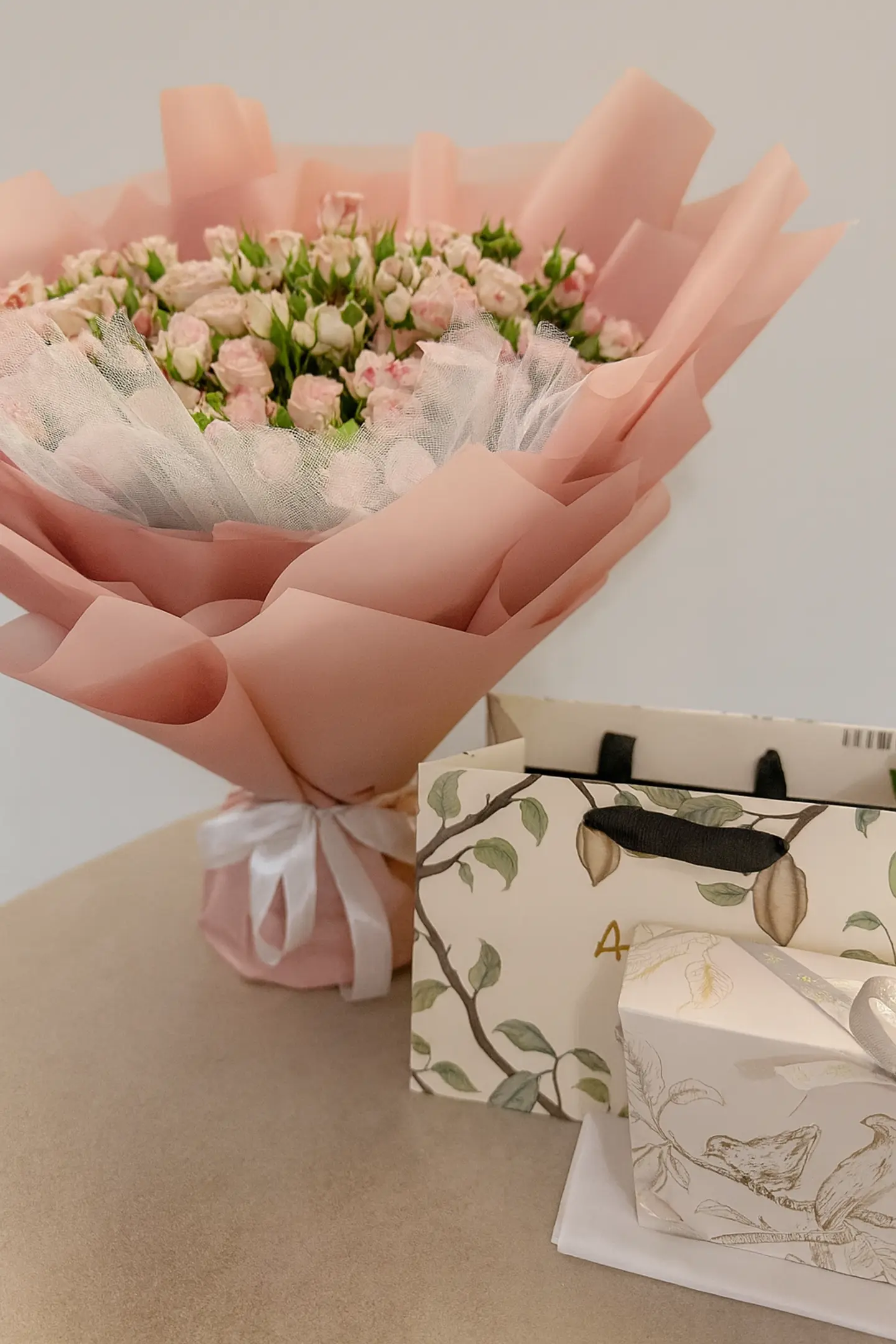 Chocolate With A Bouquet Of Elegant Roses