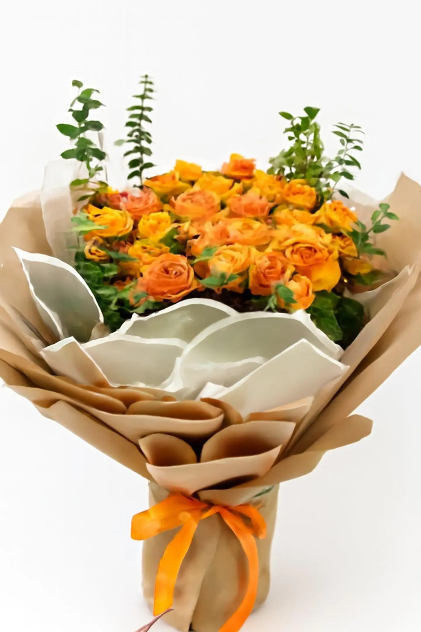 A Orange Roses And Spary Roses Bouquet