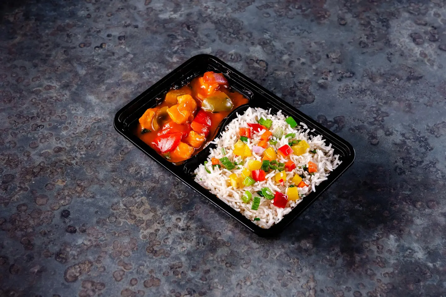 Veg Fried Rice With Chicken Shashlik