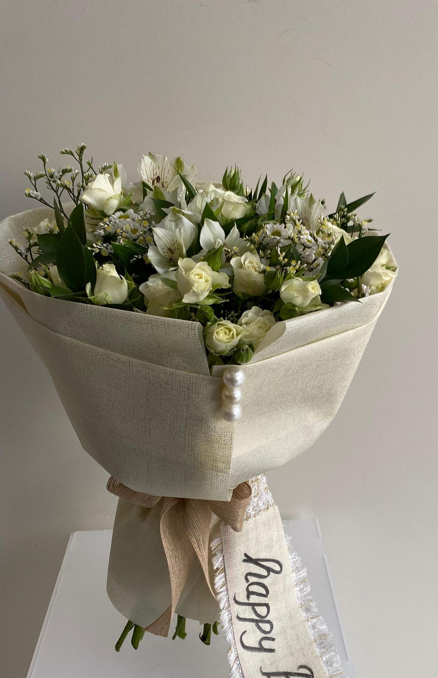 White Happy Birthday Bouquet
