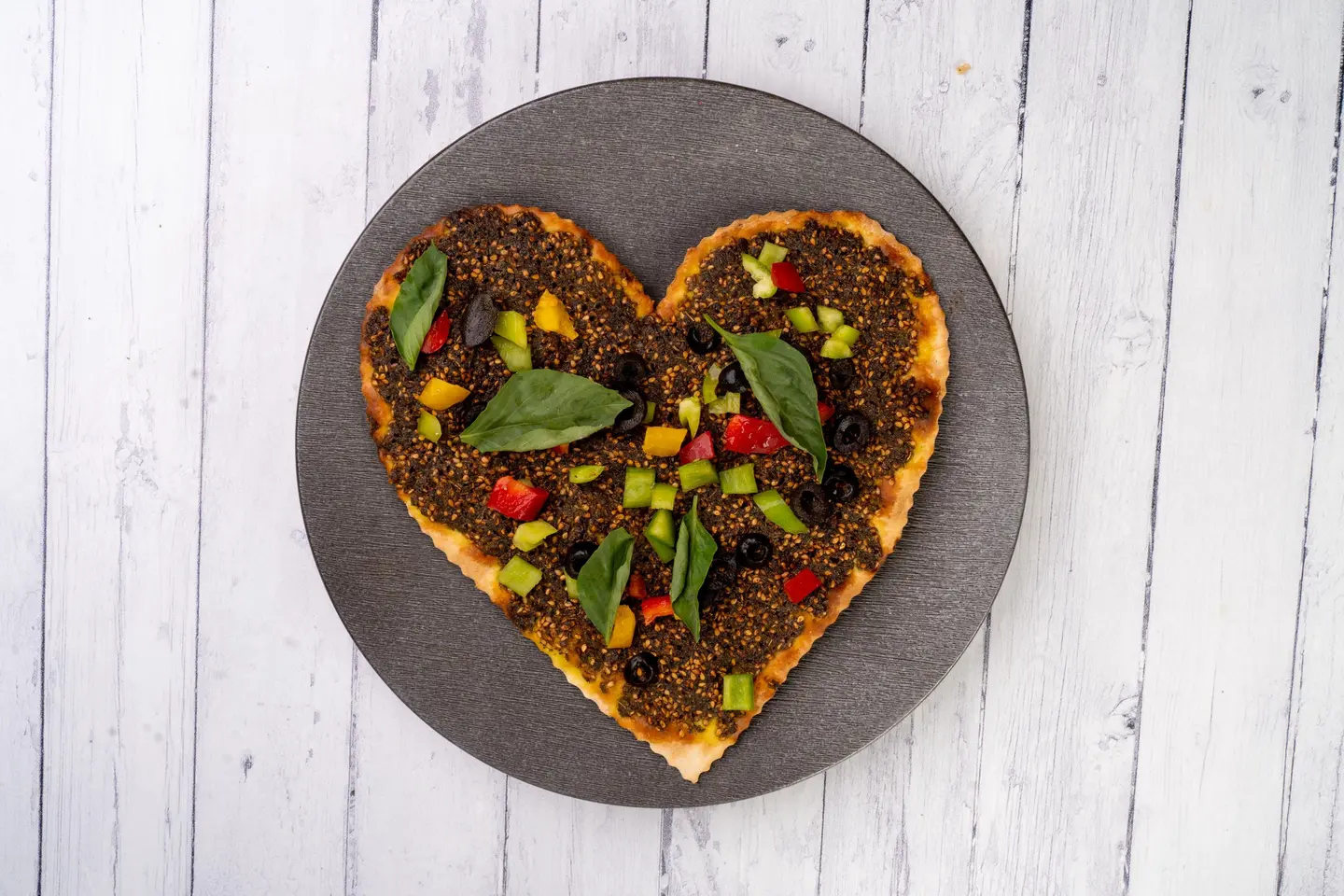 Heart Shape Cheese With Thyme And Vegetables