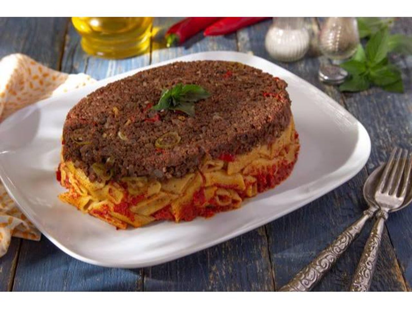 Casserole Of Pasta With Sauce And Minced Meat