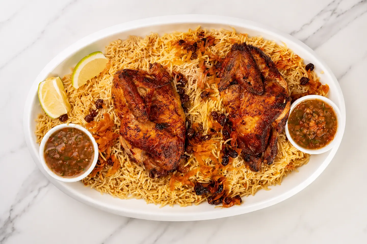 دجاجه شواية مع رز بخاري