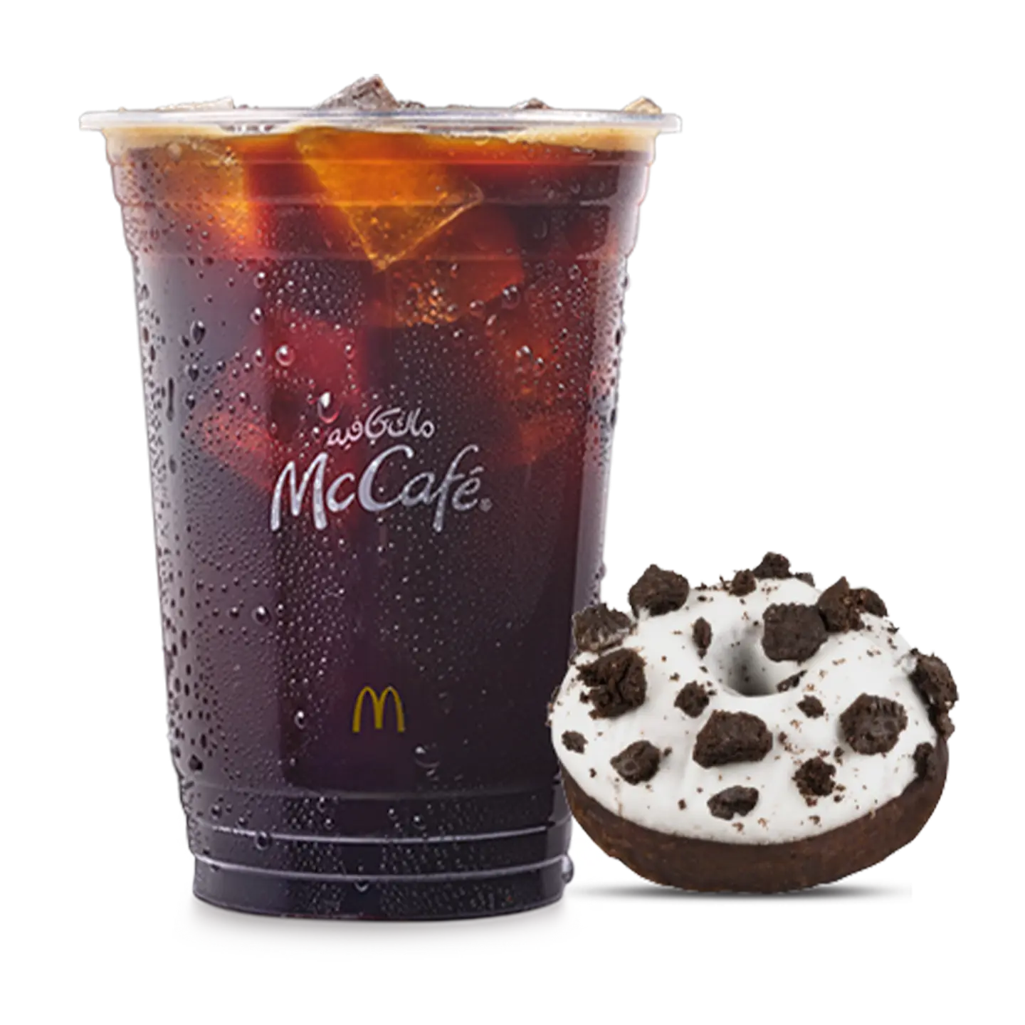 Iced Americano With Mini Oreo Donut