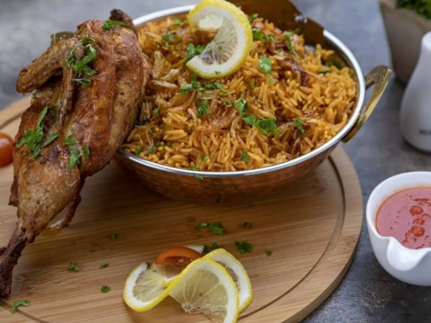 Chicken Kabsa 6 Pcs Of Samosa Laban Dates