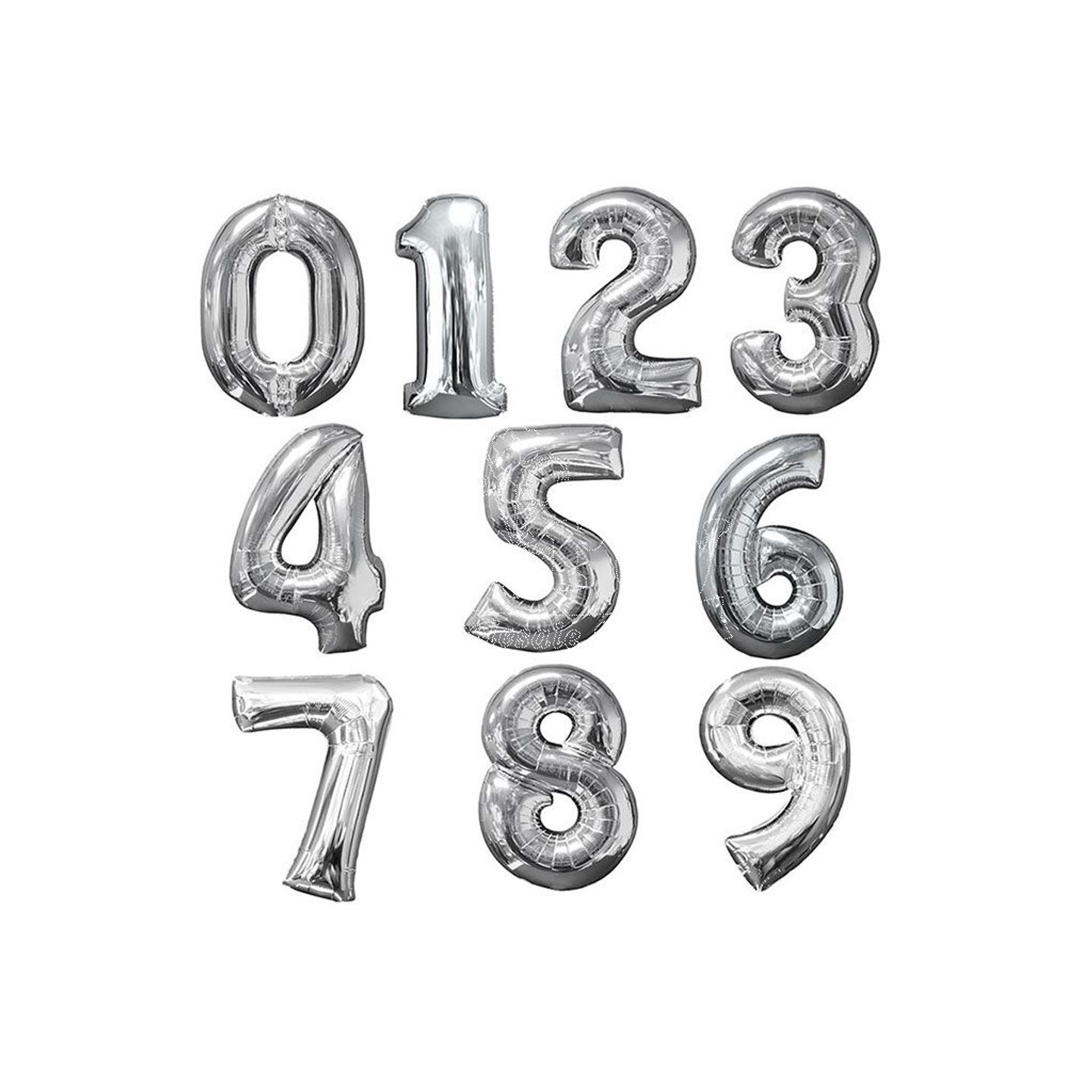 Silver Numbers Balloon