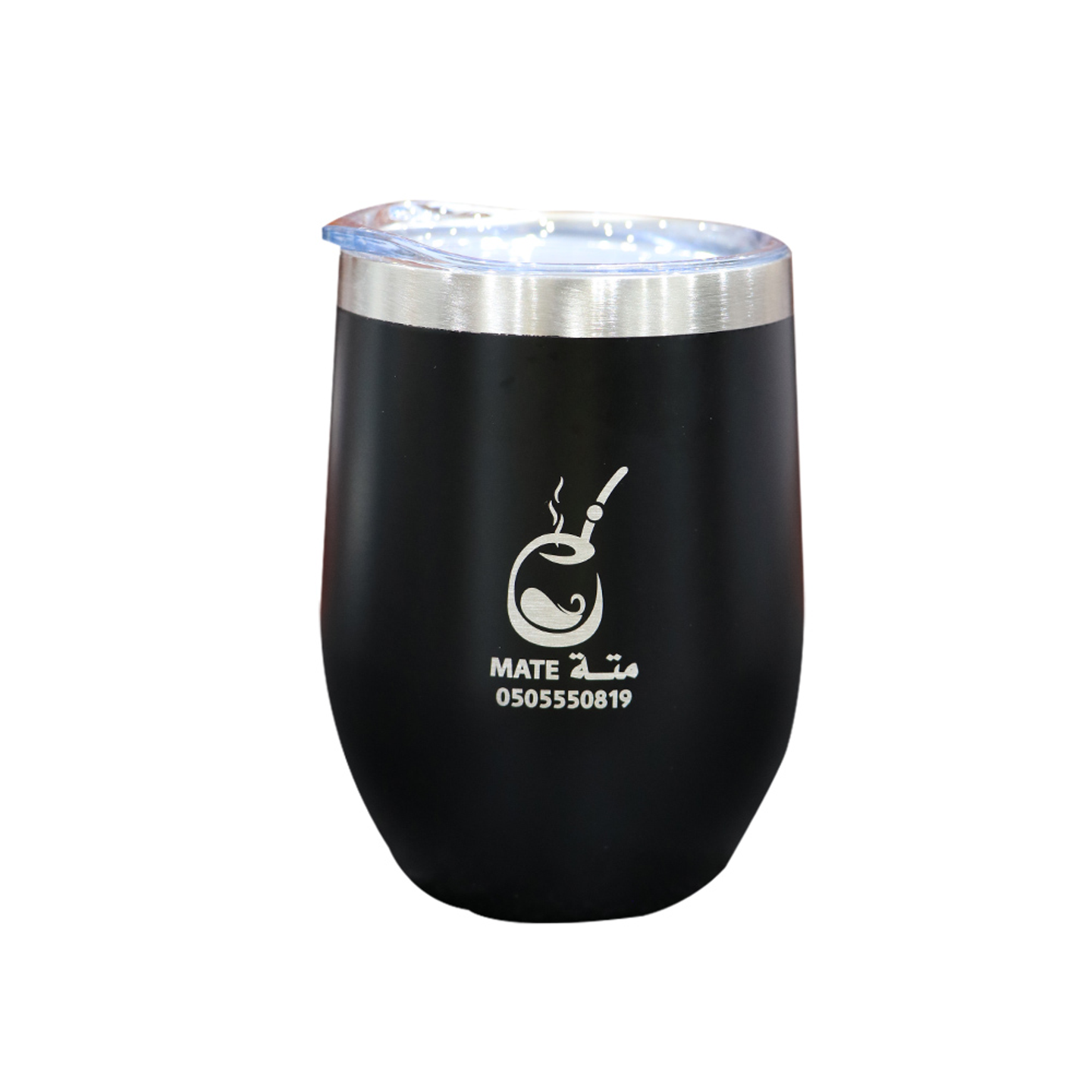 Black Stainless Steel Mate Cup With A Lid 350ml Capacity