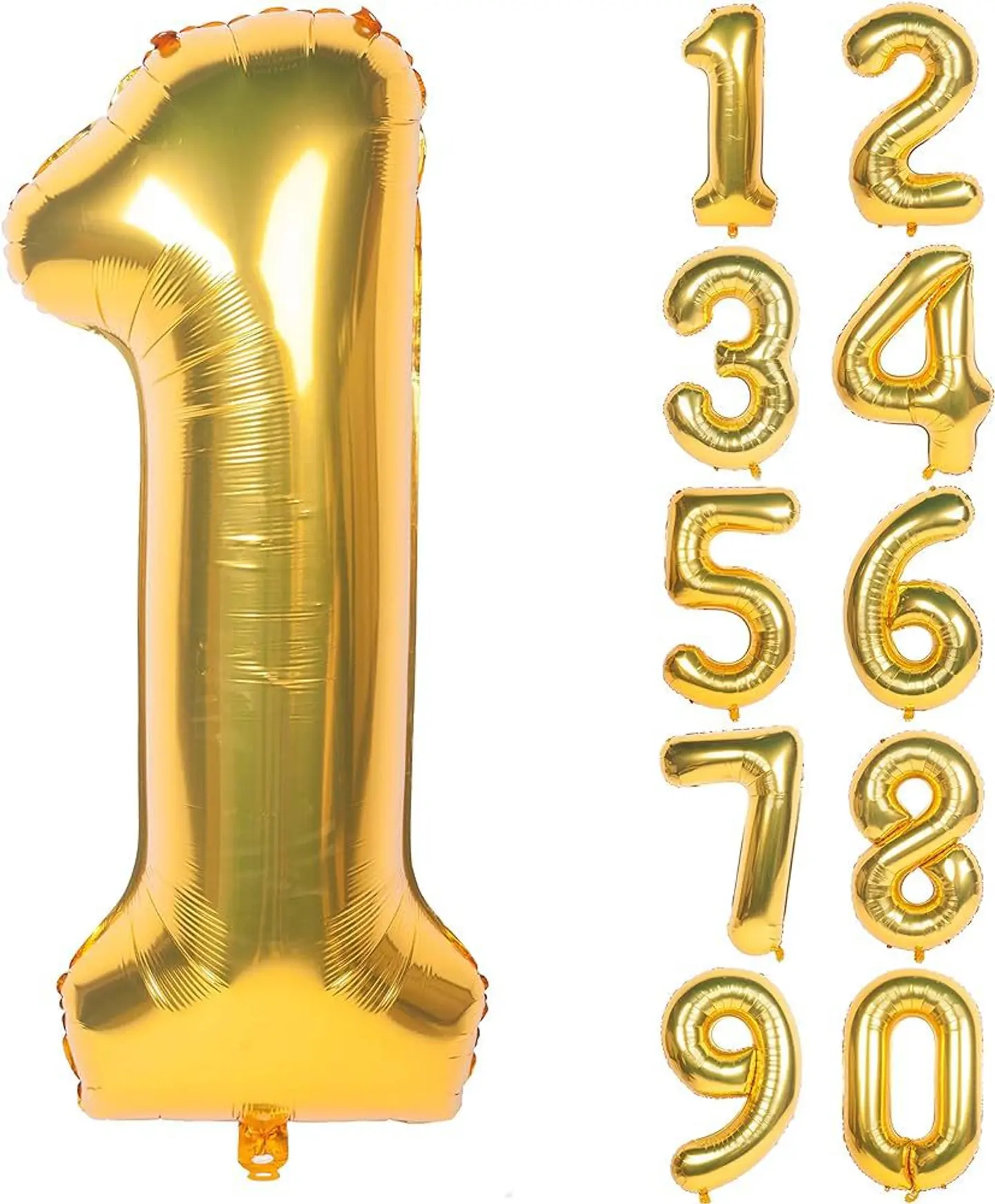 Gold Number Balloons