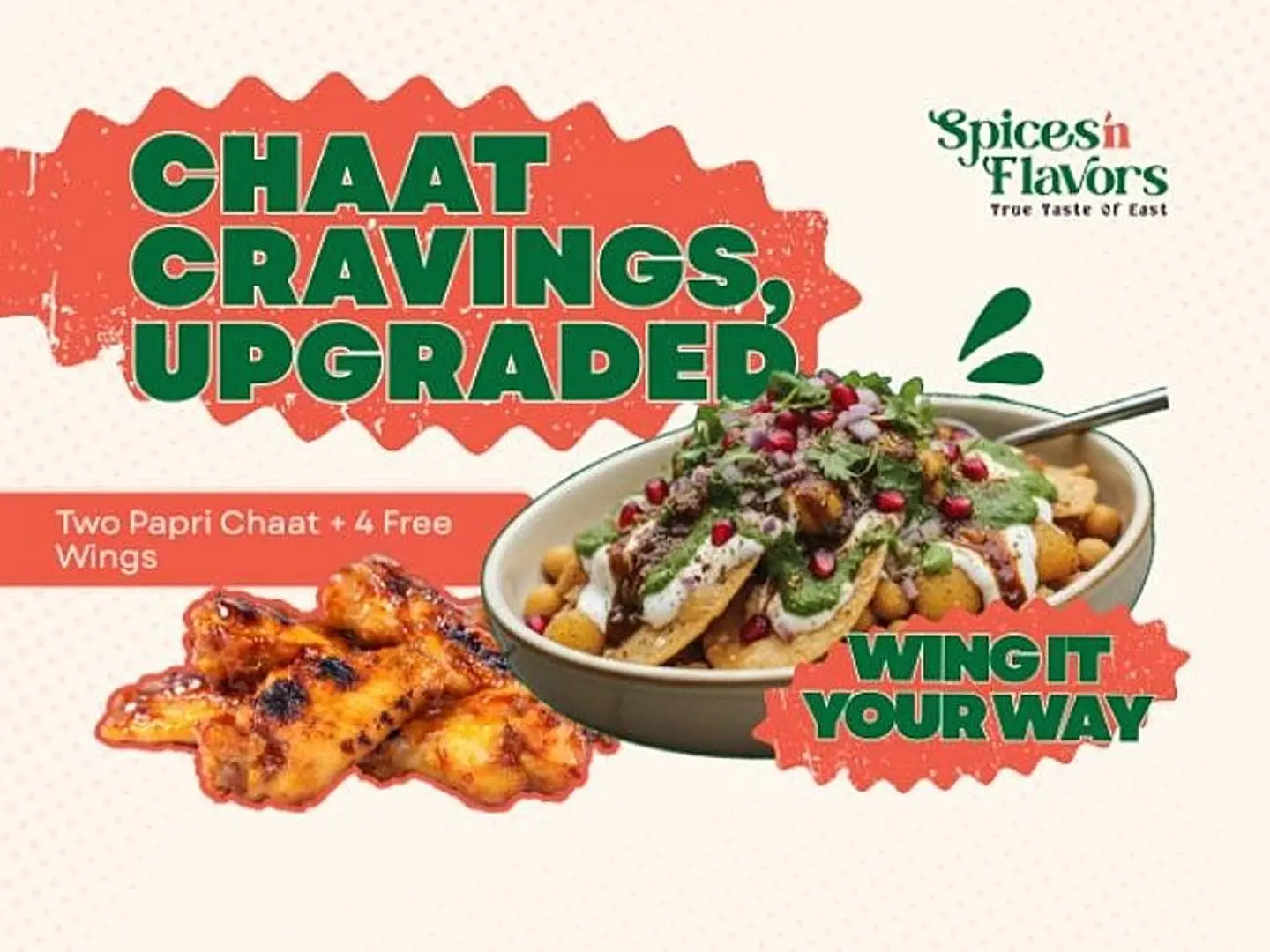 2 Papri Chaat With 4 Wings Free