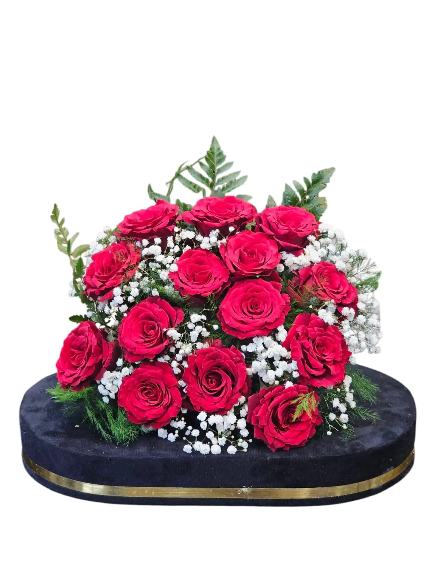 Standard Velvet With Red Rose Flower