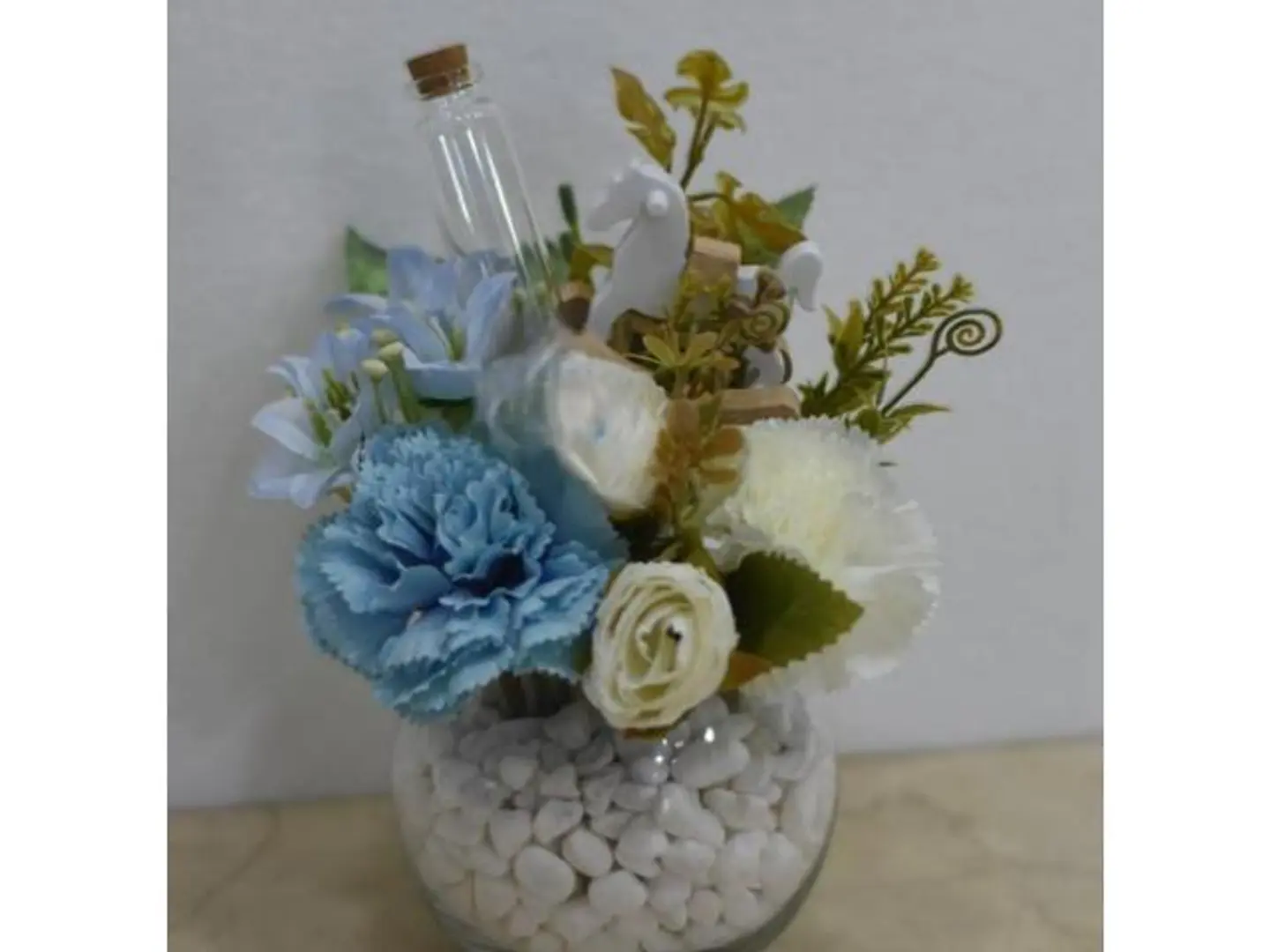 Boy's Vase With Artificial Flowers