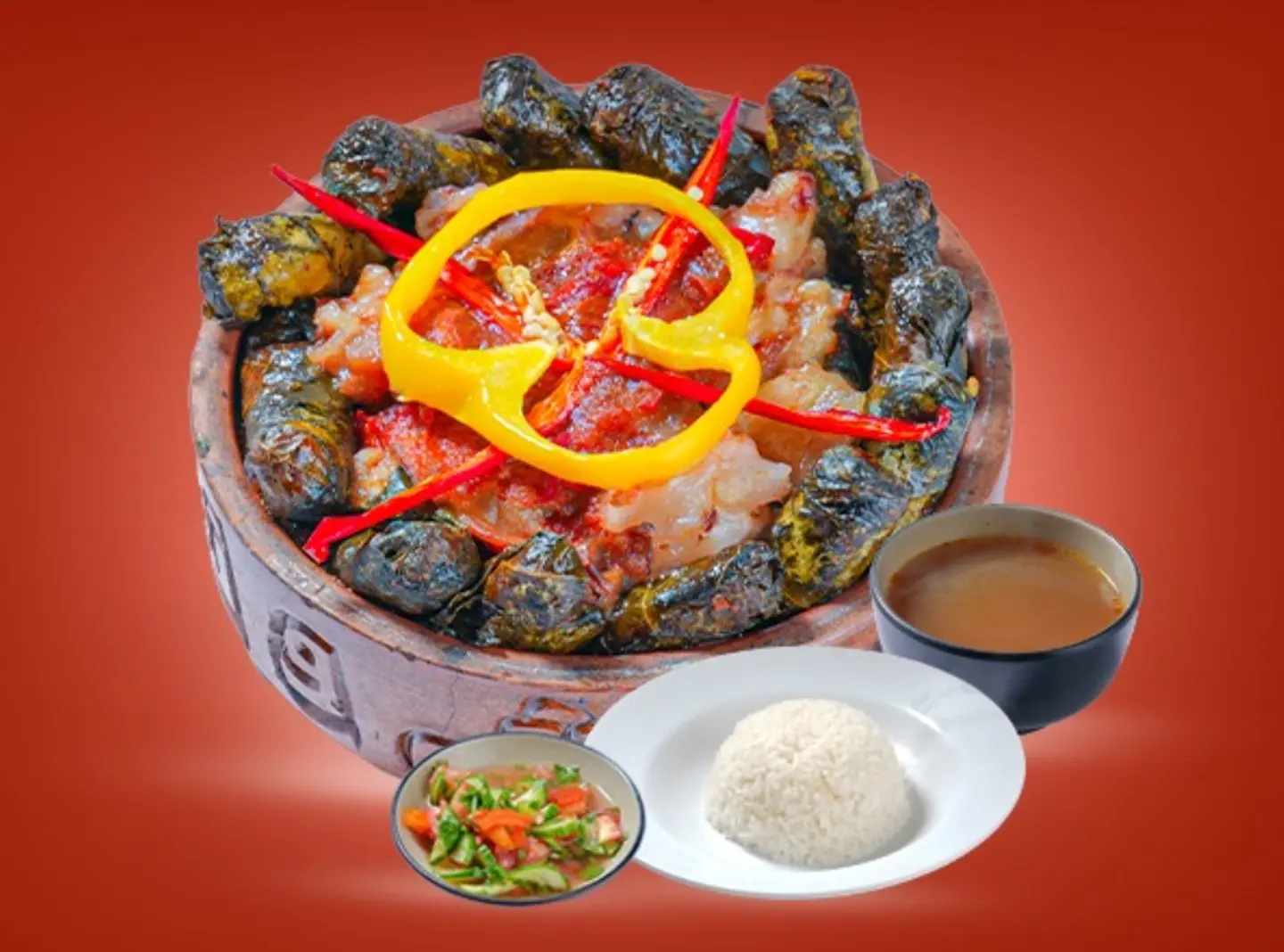 طاجن ورق عنب كوارع