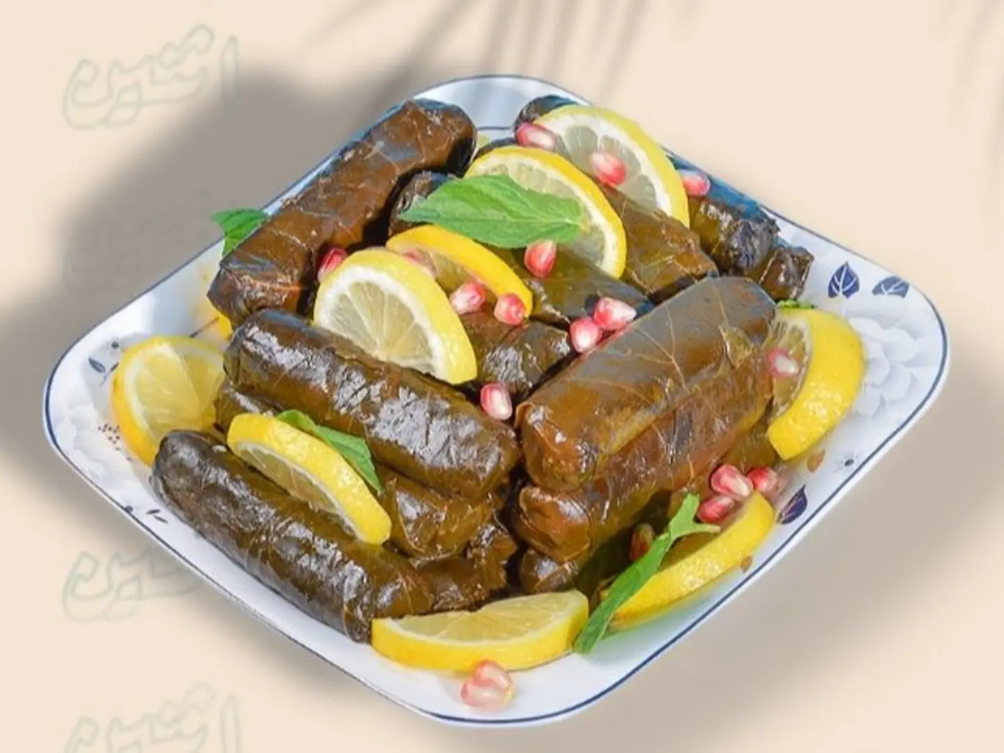 A Plate Of 5 Grape Leaves