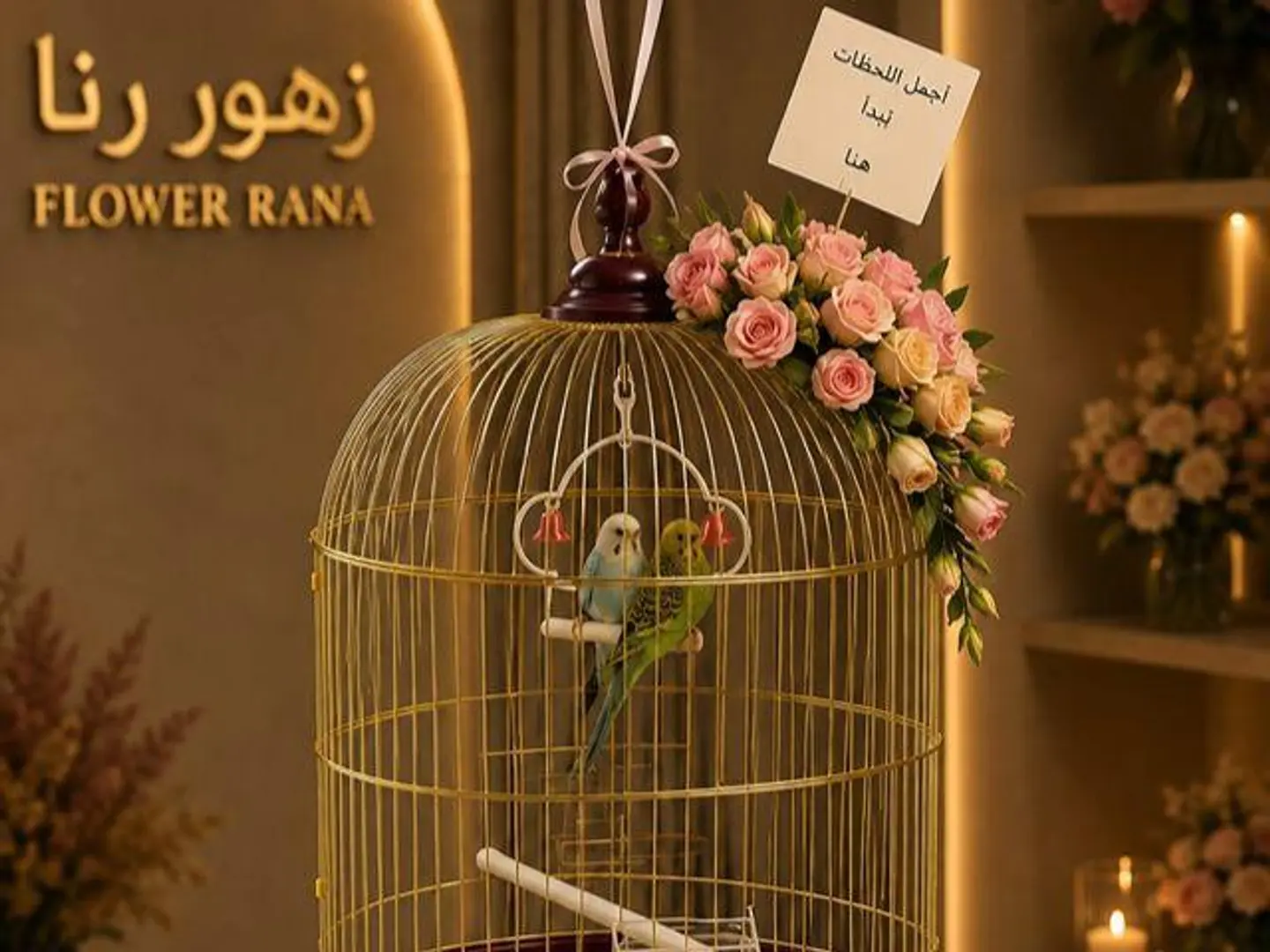 Lovebirds With Roses 3