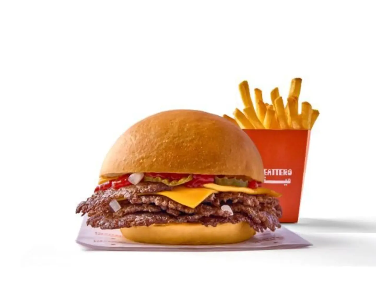 Triple Smash Burger With French Fries