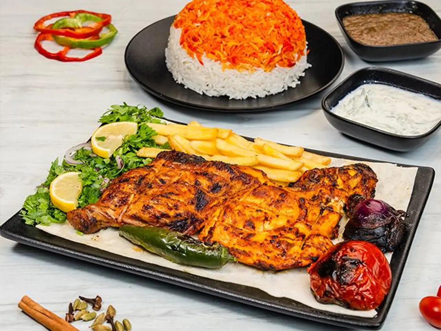 Half A Chicken On Charcoal With Rice