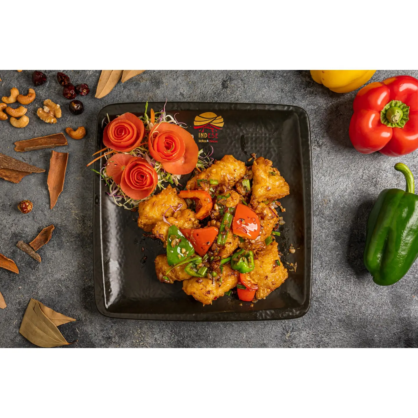 Fish Red And Green Peppers