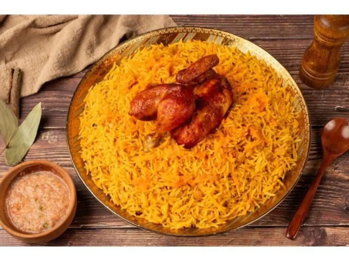 3 Quarter Of A Grilled Chicken With Rice