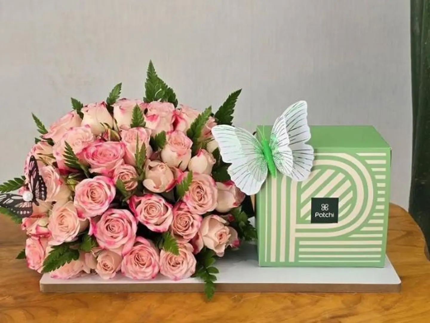 Elegant Stand Arrangement With Patchi Chocolate