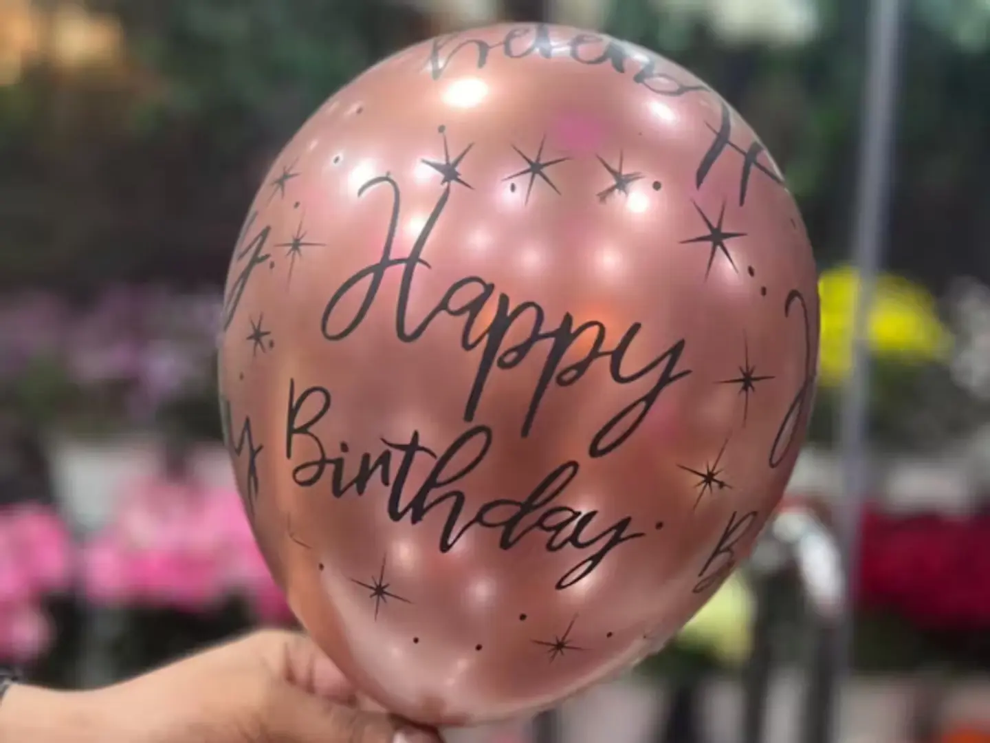 بالون هيليوم عيد ميلاد سعيد روز قولد