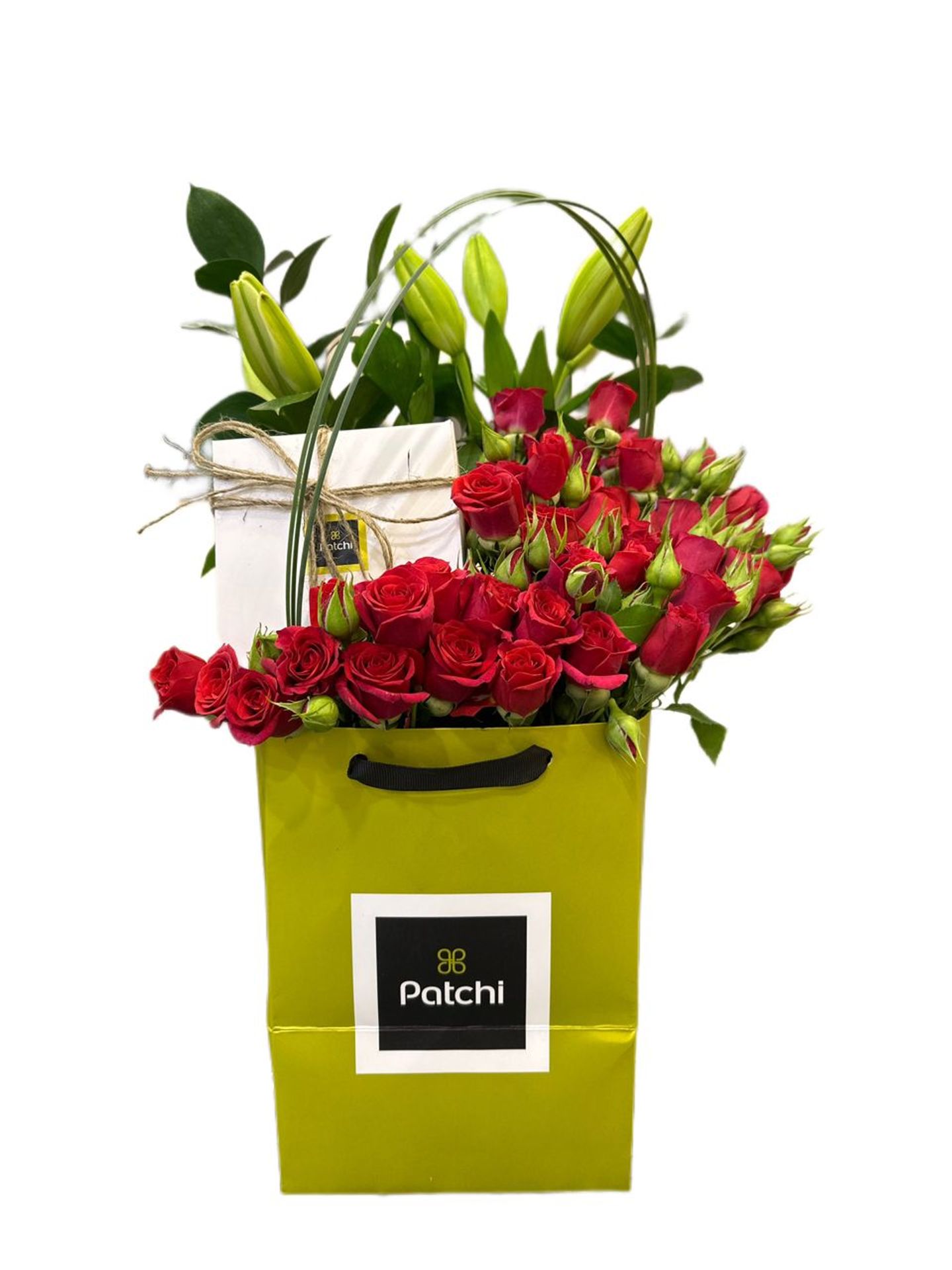 A Quarter Kilo Of Patchi Chocolate With Red Baby Roses Hg