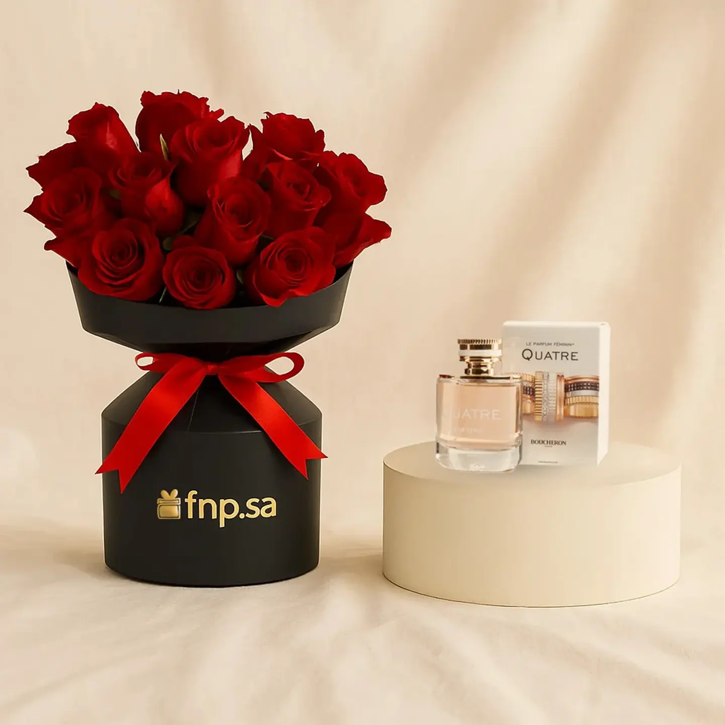 Flower Bouquet With Boucheron Quatre Women Perfume 100 Ml