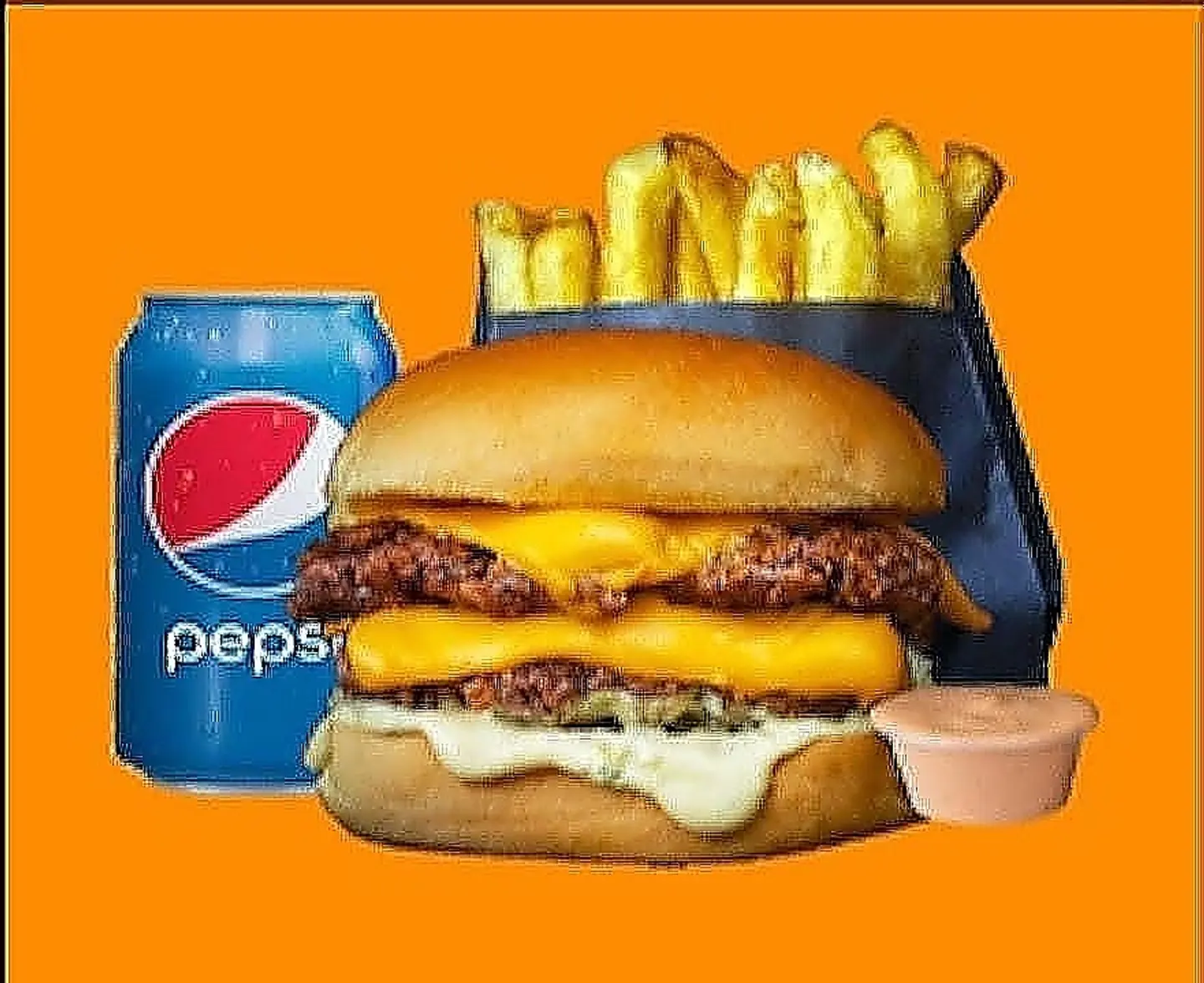 وجبة دبل برغر لحم بلجبنة