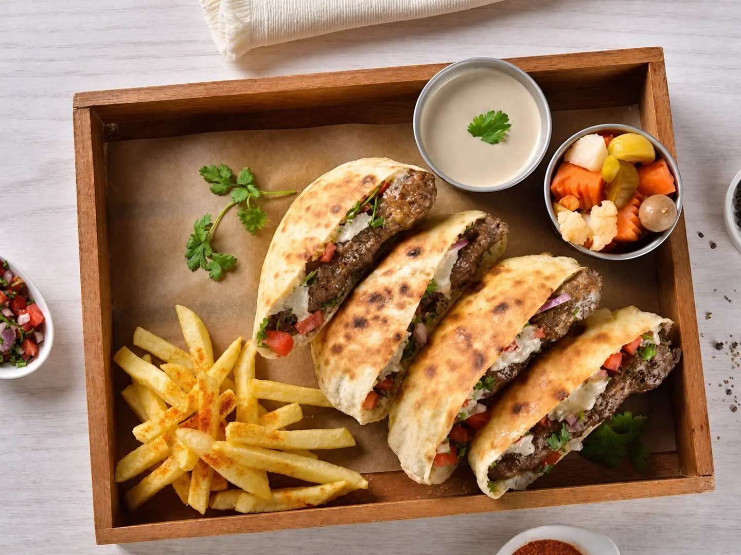 Grilled Kofta With Egyptian Bread