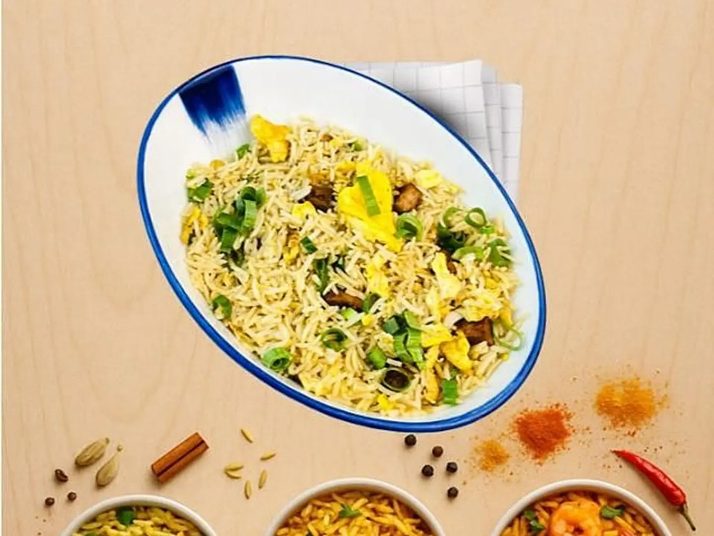 ارز مقلي مع لحم ضأن