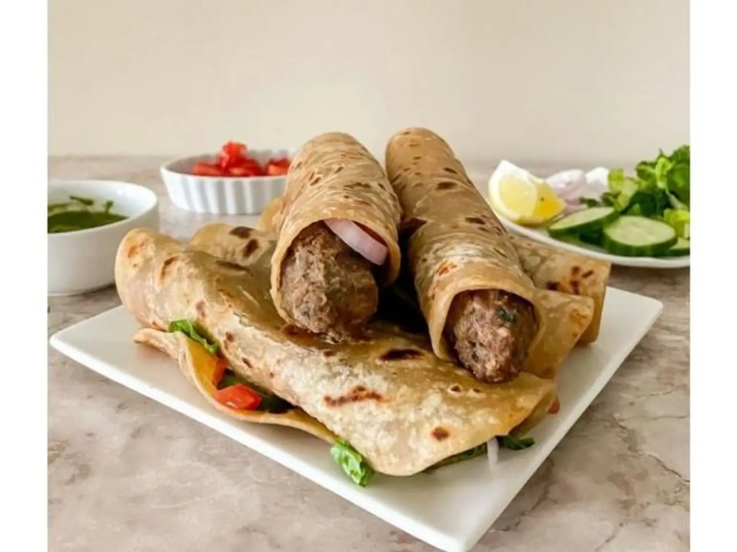 رول كباب تشاتني لحم مفروم